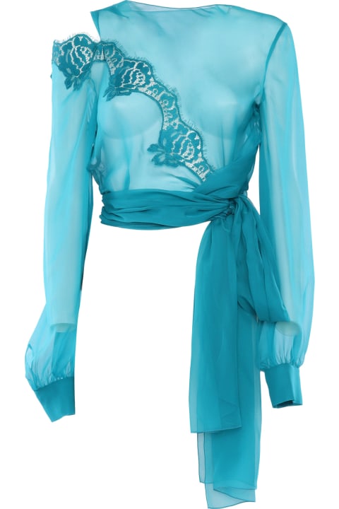 Alberta Ferretti for Women Alberta Ferretti Transparent Turquoise Blouse