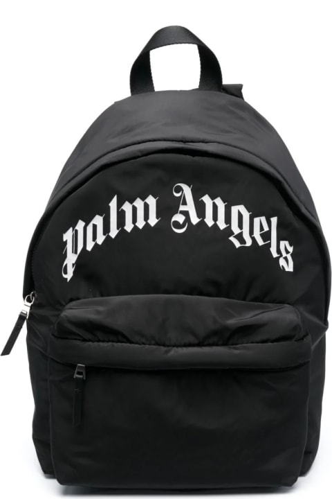 Fashion for Baby Boys Palm Angels Black Backpack With Curved Logo