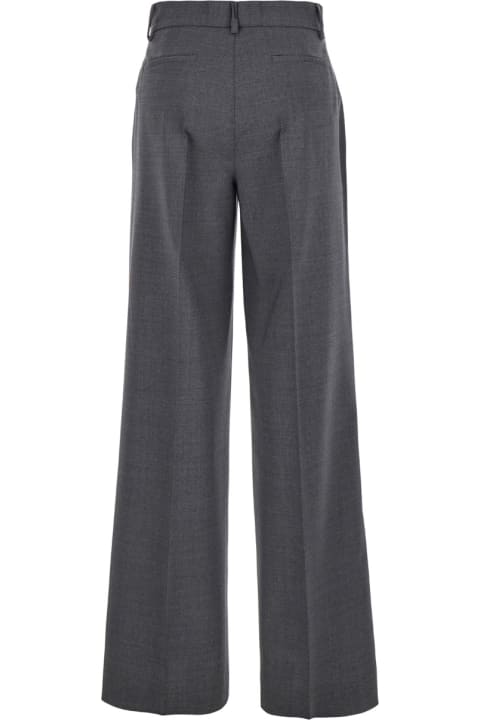 Homeware Parosh Grey High-waisted Tailored Pants With Concealed Closure In Fabric Woman
