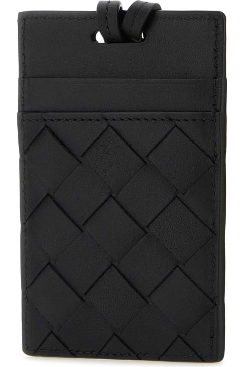 メンズ Bottega Venetaの財布 Bottega Veneta Black Leather Card Holder
