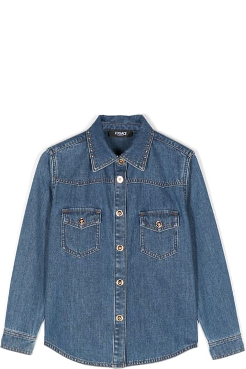 Versace Shirts for Boys Versace Girl's Denim Shirt