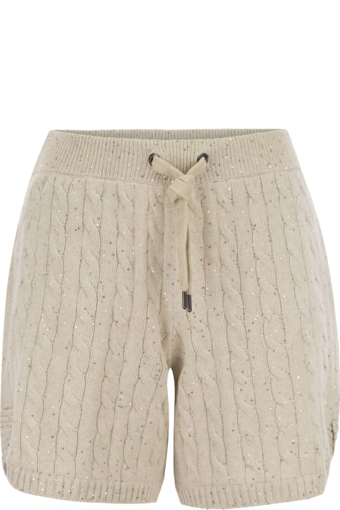 Pants & Shorts for Women Brunello Cucinelli Cotton Knit Shorts With Sequins