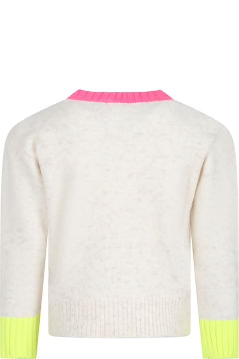 Homeware Billieblush Melange Ivory Sweater With Rainbow For Girl
