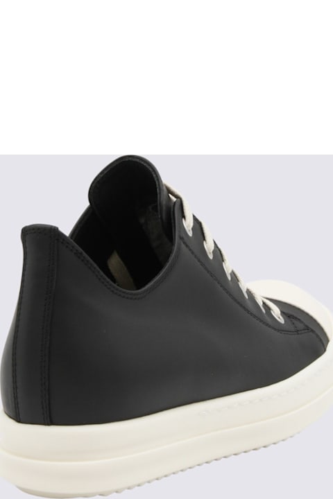 Rick Owens Black And White Leather Sneakers