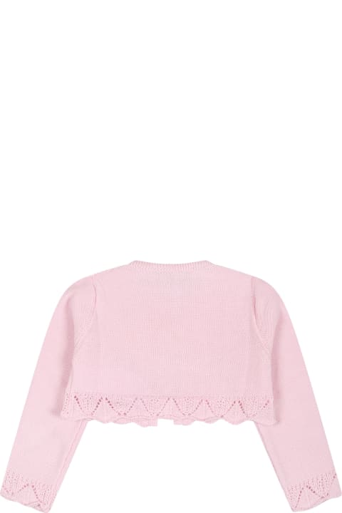 ベビーガールズ Monnalisaのニットウェア＆スウェットシャツ Monnalisa Pink Cardigan For Baby Girl With Ruffles