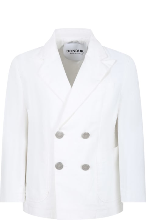 ボーイズ コート＆ジャケット Dondup White Jacket For Boy With Logo