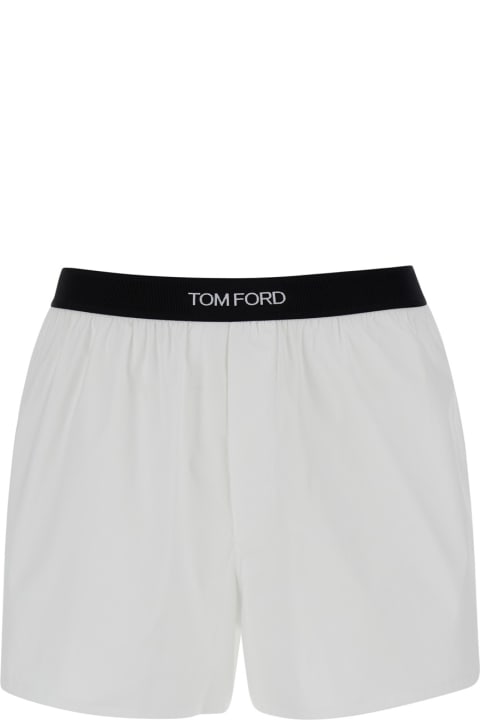 メンズ Tom Fordのボトムス Tom Ford White Briefs With Branded Band In Tech Fabric Man