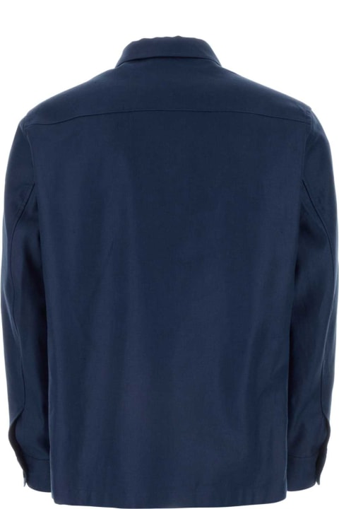 Zegna Clothing for Men Zegna Blue Linen Shirt