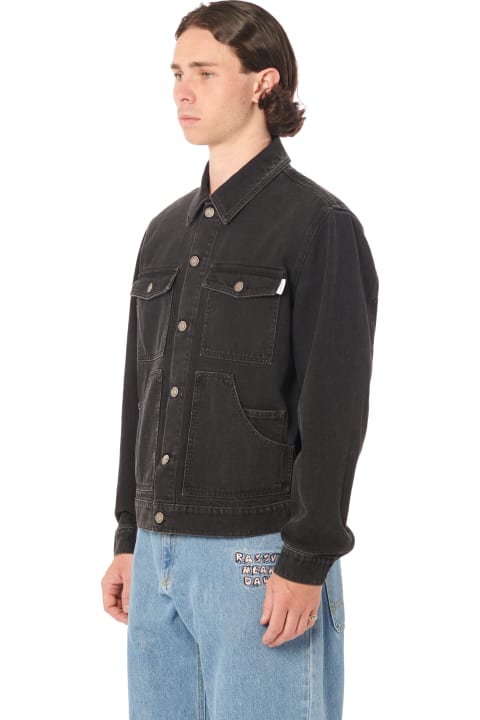 PACCBET Coats & Jackets for Men PACCBET Typo Classic Denim Jacket Woven