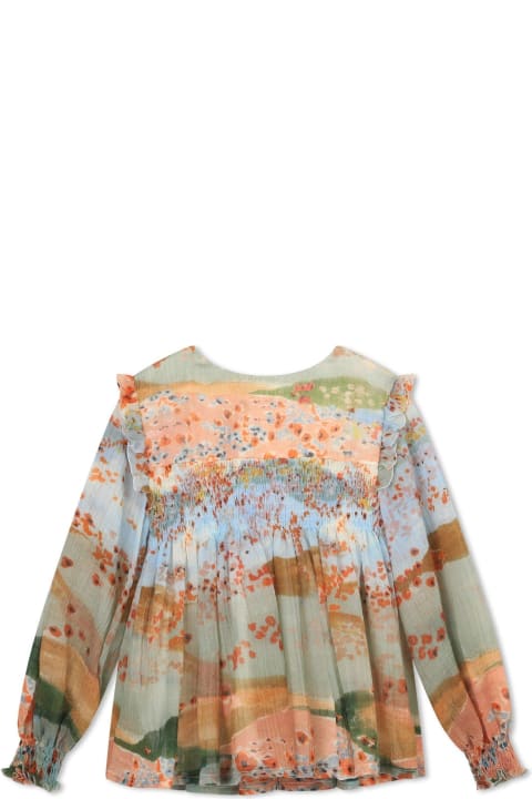Chloé for Girls Chloé Ceremony Graphic Printed Ruffled Detail Blouse