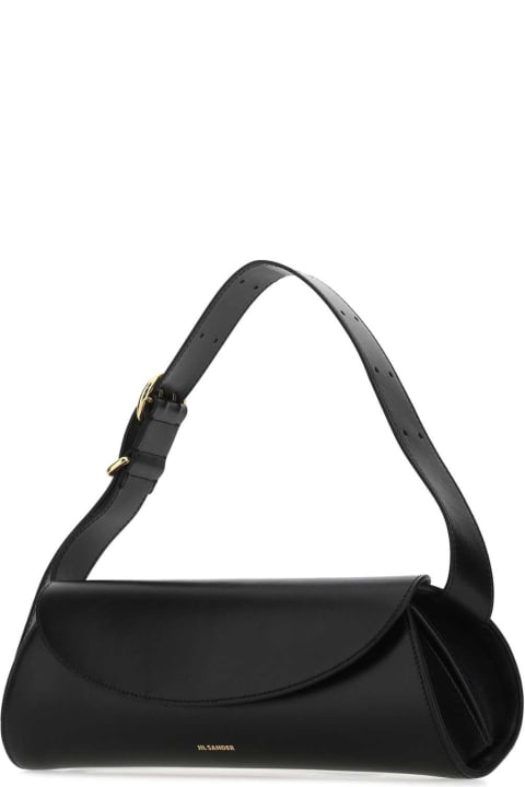 Jil Sander Totes for Women Jil Sander Black Leather Cannolo Grande Shoulder Bag