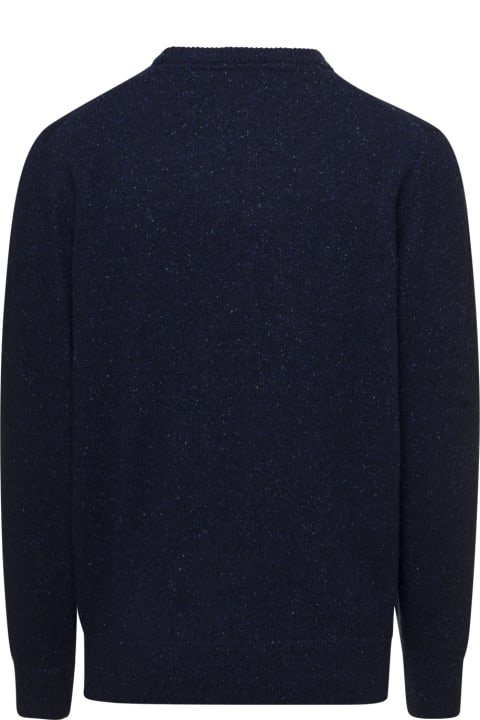 Blue Crewneck Sweater In Wool Man Barbour