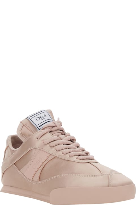 Chloé 'kick' Pink Sneaker With Logo Patch On The Tongue And Logo Lettering On The Back In Fabric And Suede Woman