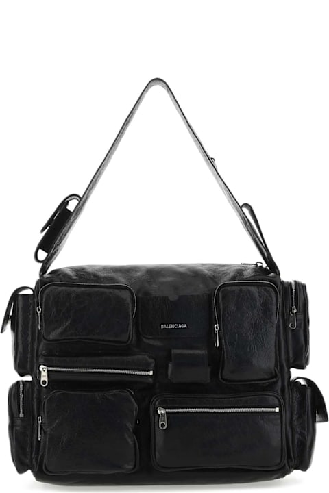 Bags for Men Balenciaga Black Leather Large Supebusy Shoulder Bag