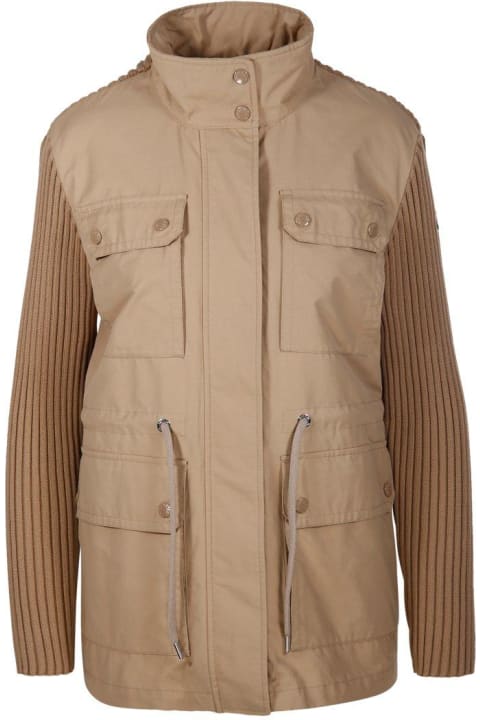 Moncler Coats & Jackets for Women Moncler Knit-panelled Zipped Military Jacket