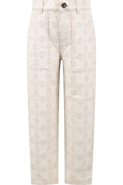 Gucci for Kids Gucci Ivory Jeans For Boy With Beige Gg