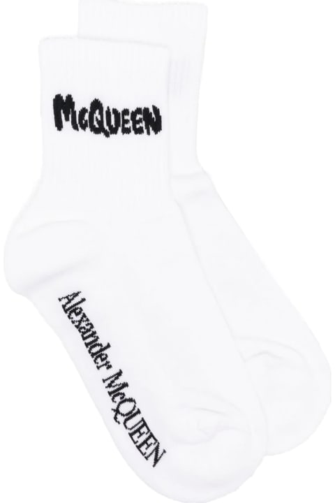 Underwear & Nightwear for Women Alexander McQueen White Mcqueen Graffiti Socks