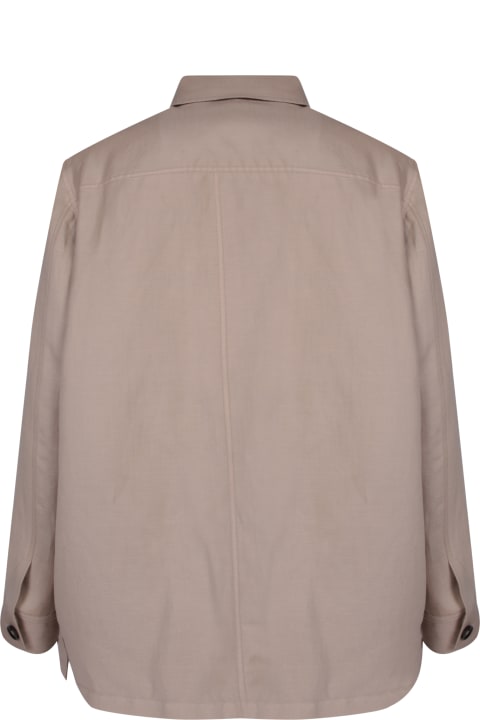 Brioni Coats & Jackets for Men Brioni Foldover Pockets Beige Overshirt