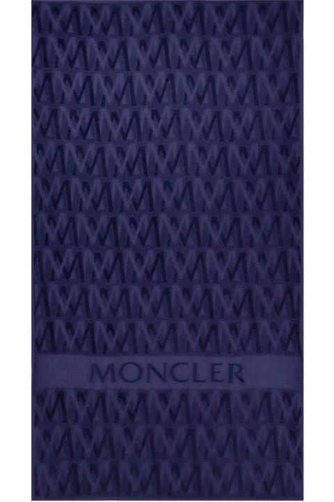 Moncler Swimwear for Men Moncler Navy Blue Monogrammed Beach Towel