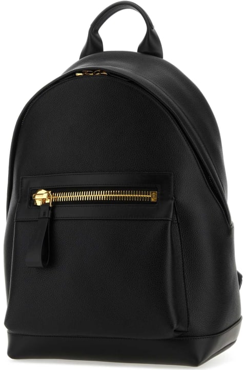 メンズ バッグ Tom Ford Black Leather Backpack