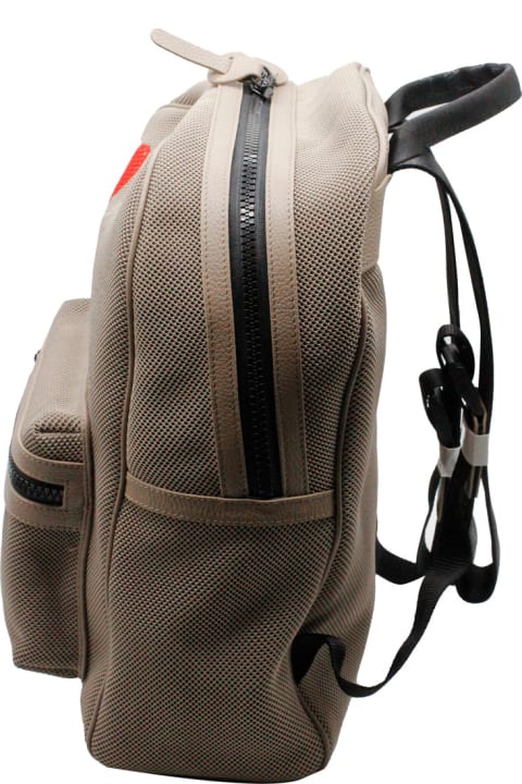 Bags Sale for Men Kiton Backpack In Textured Technical Fabric With Leather Inserts