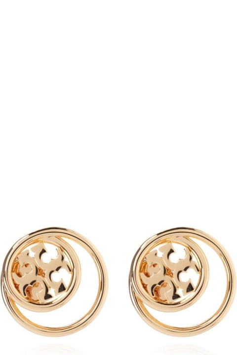 Jewelry for Women Tory Burch Double-ring Logo Plaque Earrings