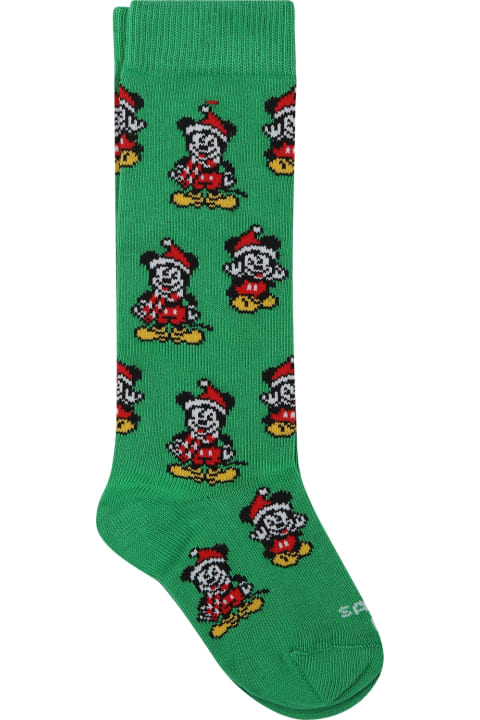 Fashion for Kids MC2 Saint Barth Green Socks For Boy With Micky Mouse