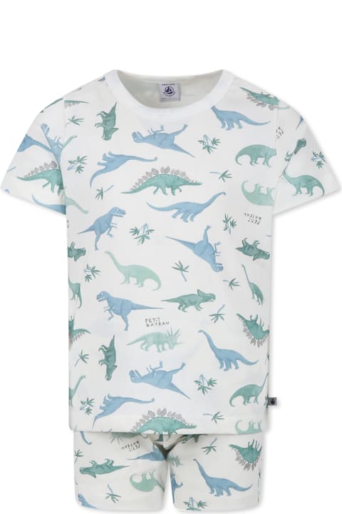 Petit Bateau Jumpsuits for Boys Petit Bateau White Pajamas For Boy With Dinosaur