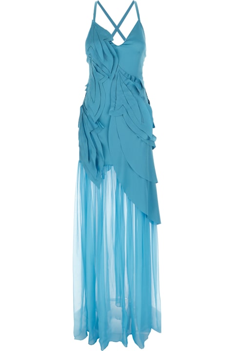 Alberta Ferretti Dresses for Women Alberta Ferretti Teal Green Acetate Blend Long Dress