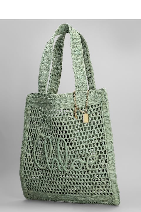 Chloé Summer Banana Tote In Green Raffia