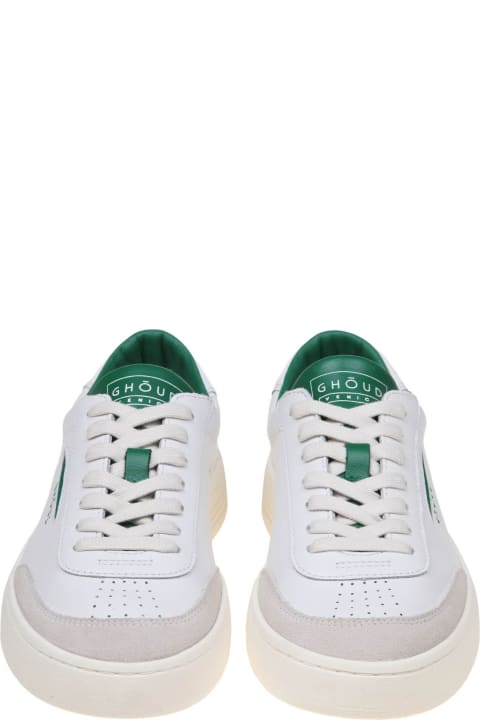 Shoes for Men GHOUD Lido Low Sneakers In White/green Leather And Suede