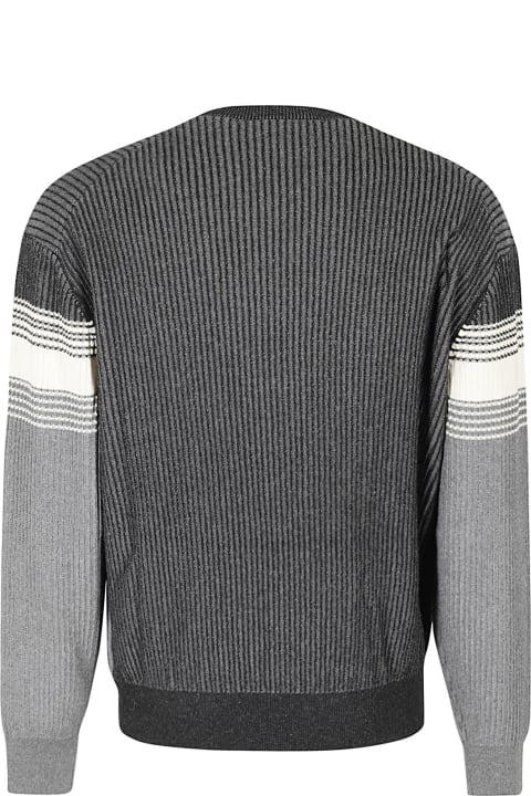 Neil Barrett Sweaters for Men Neil Barrett Rib Shading Mirrored Bolt Sweater