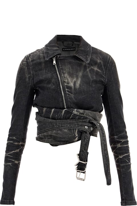 Y/Project for Women Y/Project Denim Jacket With Criss-cross Belt