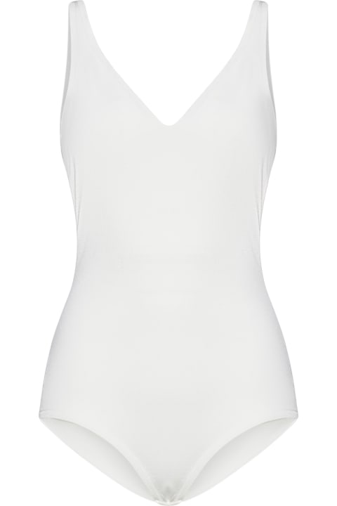 Alexander McQueen Swimwear for Women Alexander McQueen White Body Top With Perforated Stripes