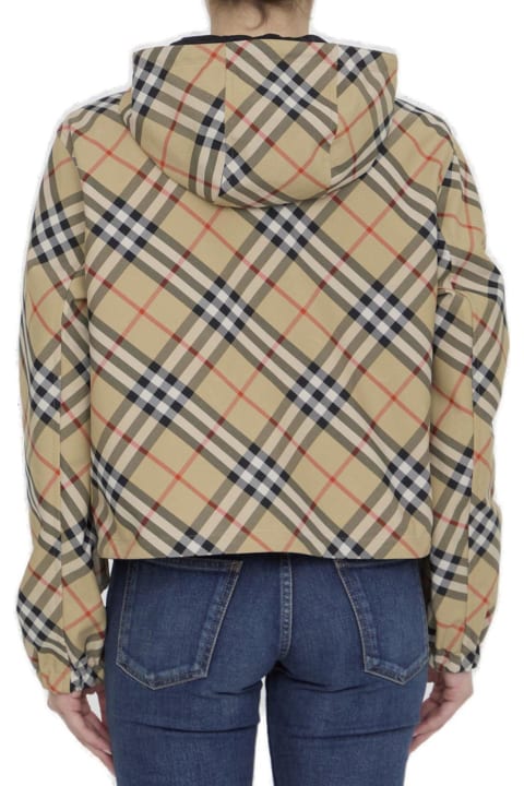 Clothing for Women Burberry Cropped Reversible Checked Hooded Jacket