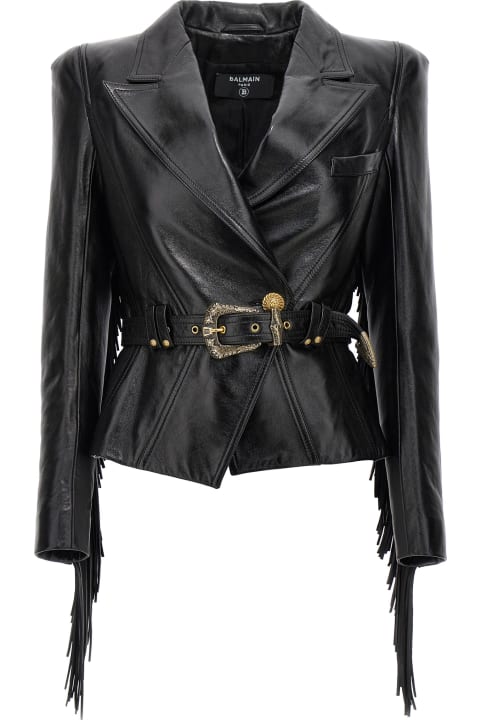 Balmain Women Balmain Jolie Madame Leather Jacket