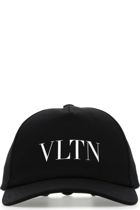 メンズ 帽子 Valentino Garavani Black Cotton Baseball Cap
