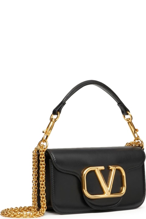 Valentino Garavani Totes for Women Valentino Garavani Small Shoulder Bag Loco` Vitello/antique Brass Logo