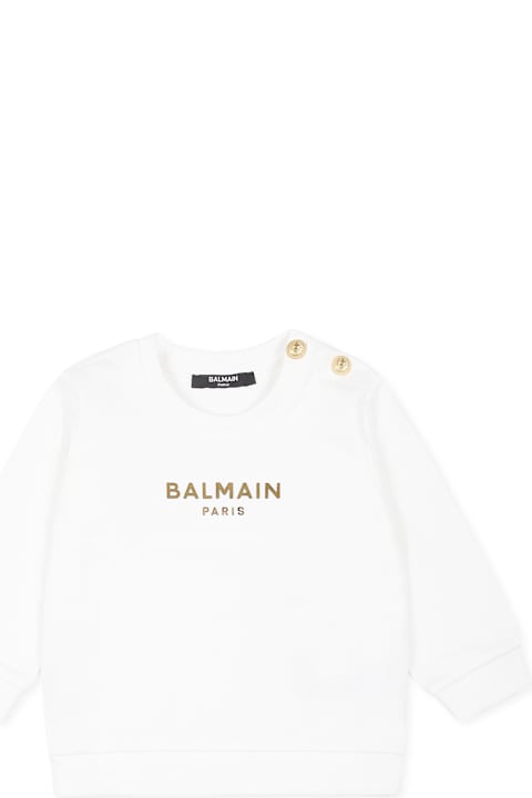 Balmain Sweaters & Sweatshirts for Baby Girls Balmain White Sweatshirt For Babykids With Logo