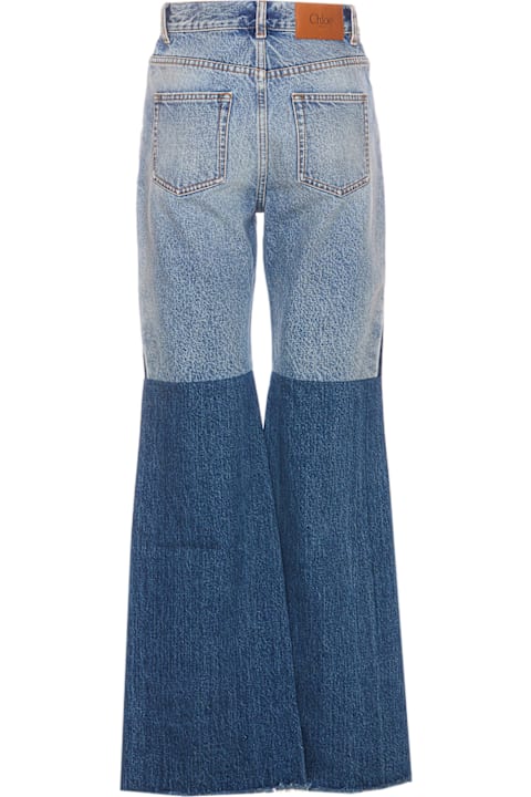 الجينز لـ السيدات Chloé Flared Patchwork Denim Jeans