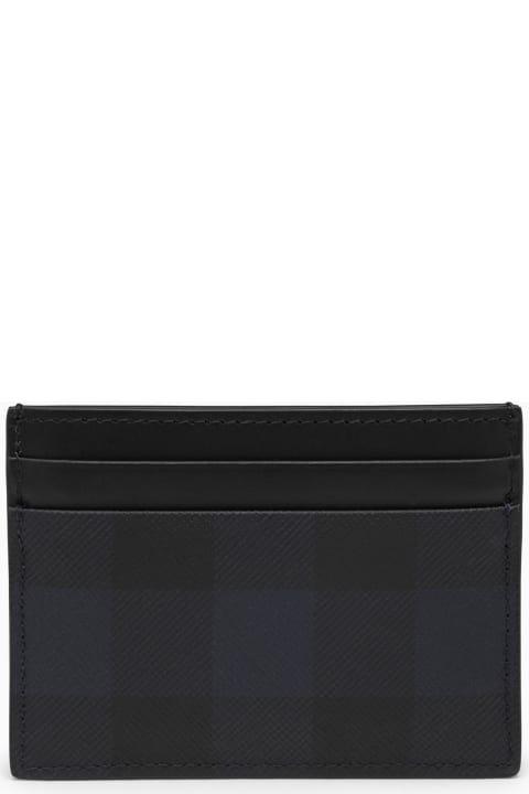 Burberry Wallets for Men Burberry Navy Blue Card Holder With Check Motif