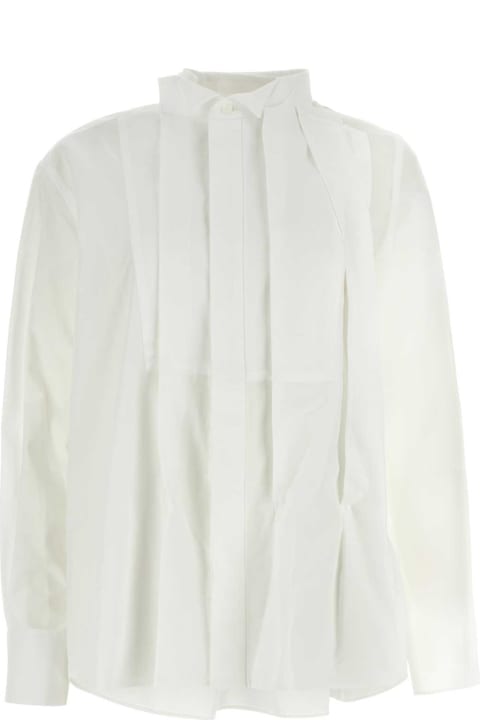 Sacai Topwear for Women Sacai White Polyester Blend Chiffon Mix Cotton Poplin Shirt