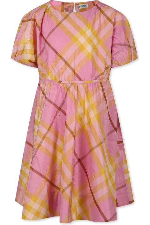 Dresses for Girls Burberry Pink Dress For Girl With Vintage Check