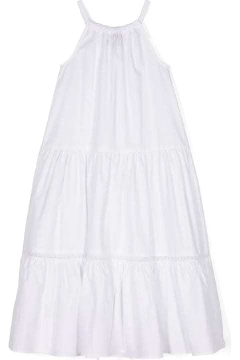 ガールズ Ermanno Scervino Juniorのワンピース＆ドレス Ermanno Scervino Junior Sleeveless White Flounced Dress With Lace