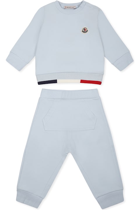 Bodysuits & Sets for Baby Boys Moncler Light Blue Suit For Baby Boy With Logo