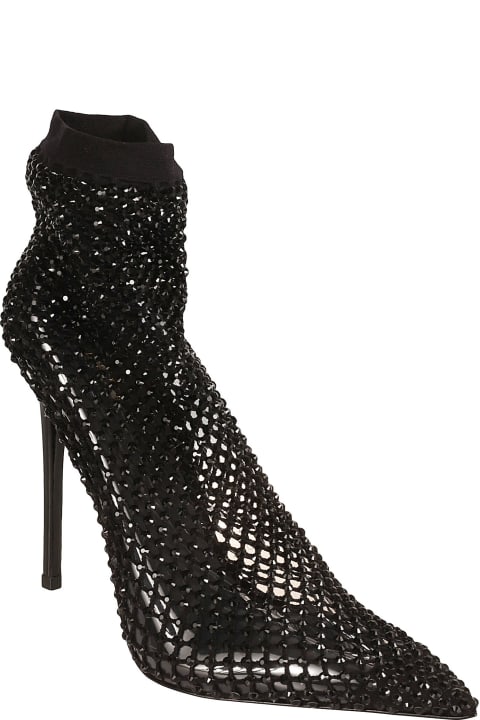 Le Silla for Women Le Silla Fishnet Embellished Pointed Toe Pumps