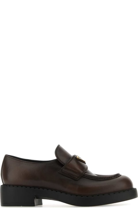 ウィメンズ Pradaのシューズ Prada Dark Brown Leather Loafers