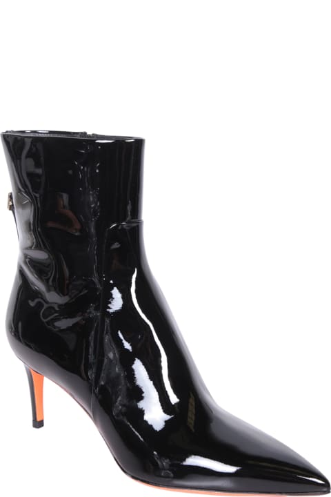 Santoni Boots for Women Santoni Patent Black Ankle Boot