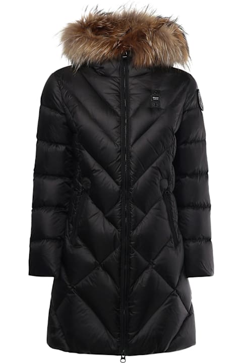 Blauer Coats & Jackets for Women Blauer Long Down Jacket With Geometric Lines Althea Blauer