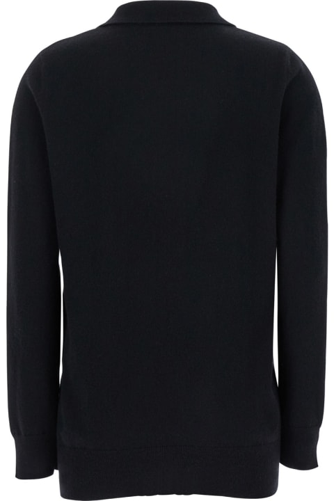 Lisa Yang ملابس علوية لـ السيدات Lisa Yang 'josefine' Black V Neck Sweater In Cashmere Woman